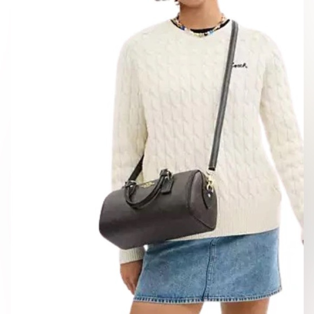 COACH Rowan Long Satchel – Black Pebbled Leather, Crossbody & Shoulder Strap